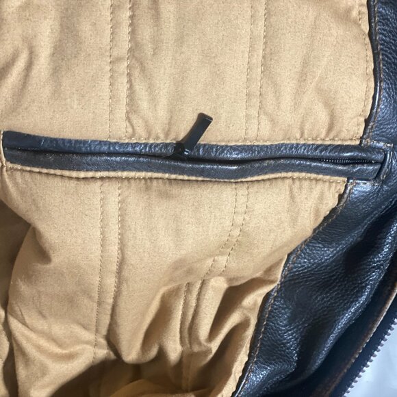 Andrew Marc, mens, medium, brown leather motorcycle jacket - Picture 10 of 16